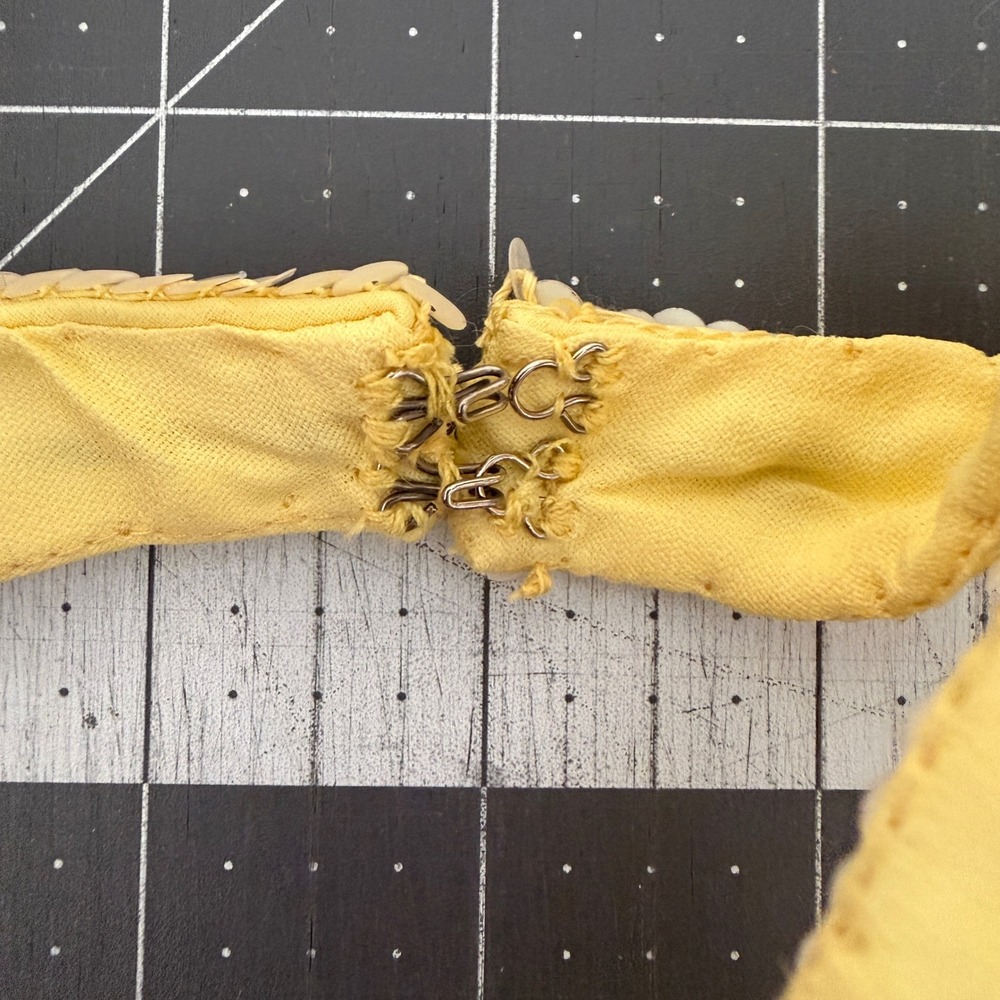 Vintage Womens 6 Butter Yellow Fairy Regency Babydoll Halter Prom Dress Ethereal - Picture 9 of 13